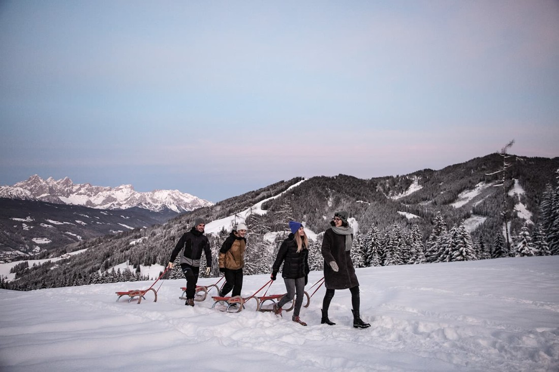 Sledging with a fun hut break